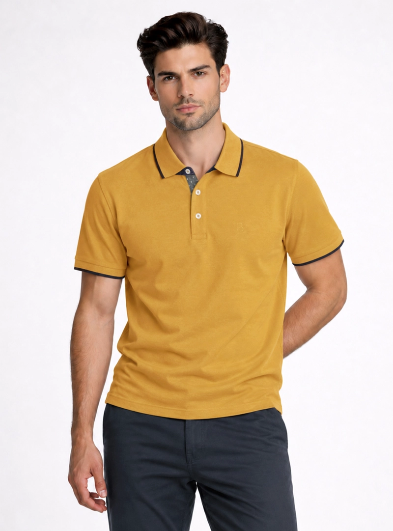 POLERA PIQUE REGULAR FIT MOSTAZA PIERO BUTTI - 1