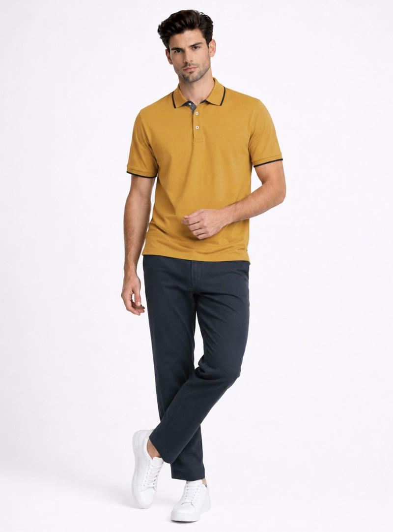 POLERA PIQUE REGULAR FIT MOSTAZA PIERO BUTTI - 4