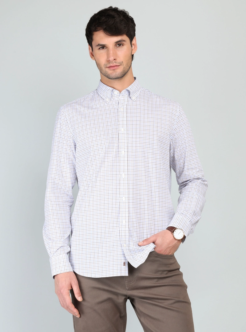 CAMISA A CUADROS REGULAR FIT AZUL ARROW - 1
