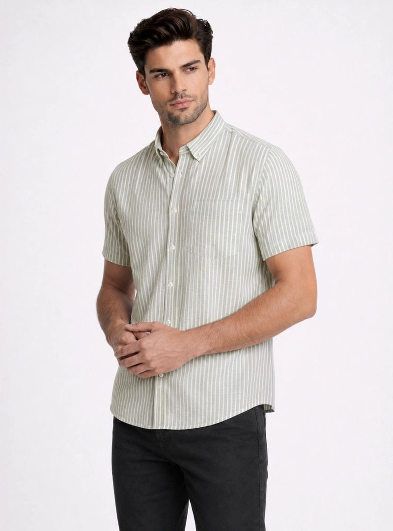 CAMISA A RAYAS REGULAR FIT OLIVA PIERO BUTTI - 1