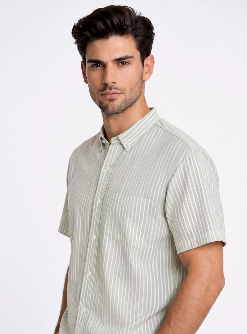 CAMISA A RAYAS REGULAR FIT OLIVA PIERO BUTTI - 3