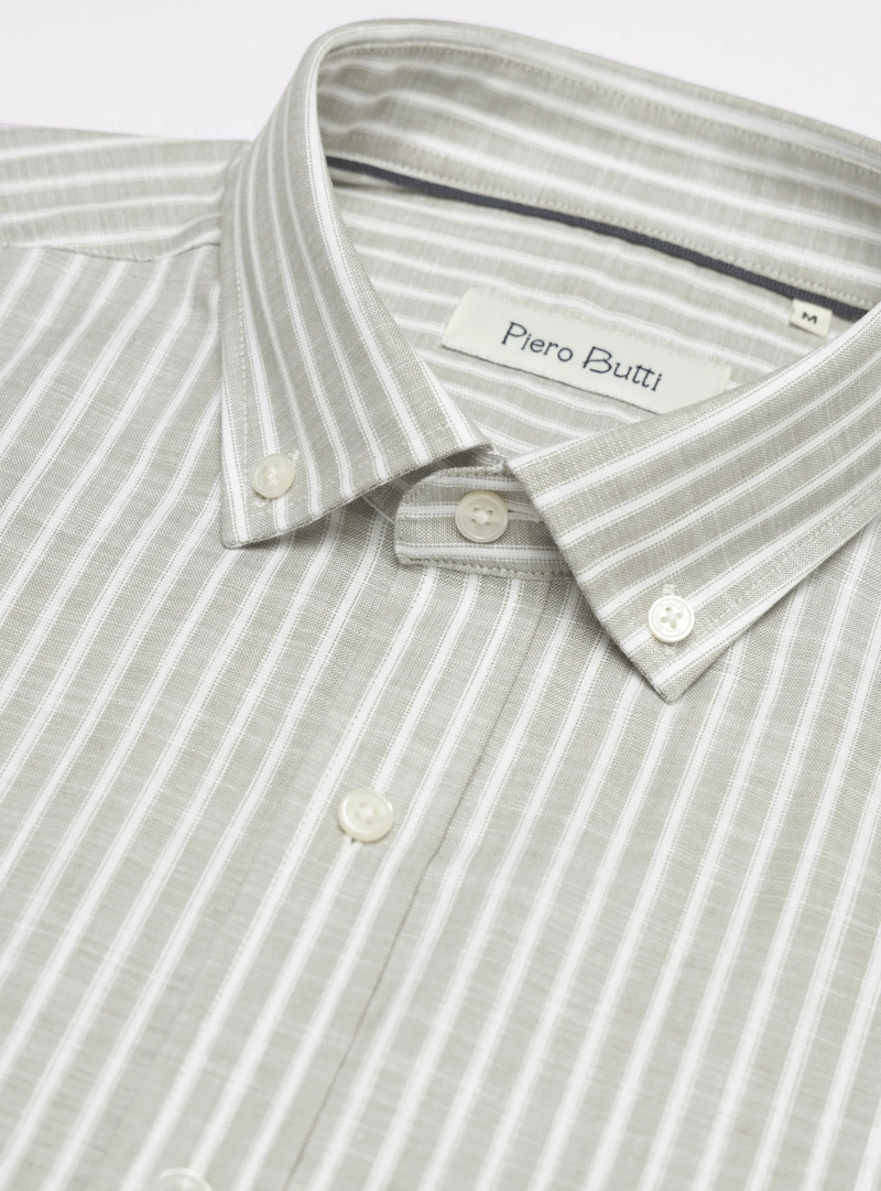 CAMISA A RAYAS REGULAR FIT OLIVA PIERO BUTTI - 5