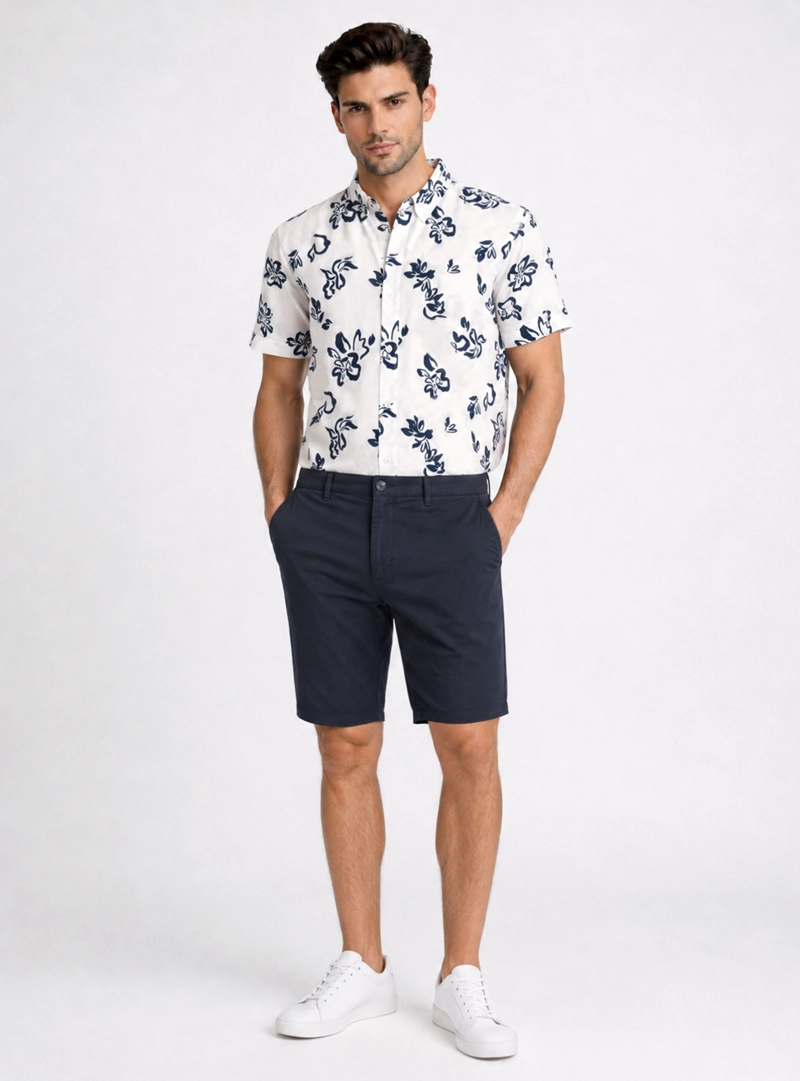 BERMUDA LISA SPANDEX REGULAR FIT AZUL MARINO PIERO BUTTI - 4