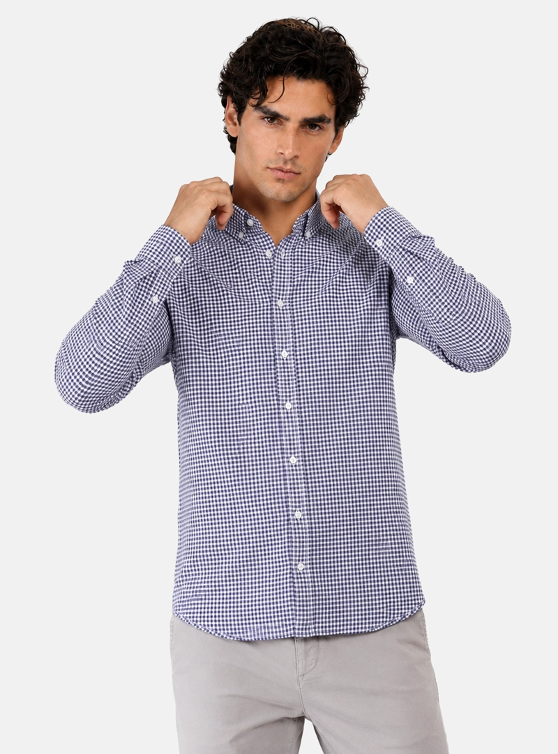 CAMISA OXFORD SPANDEX REGULAR FIT AZUL MARINO ARROW - 1