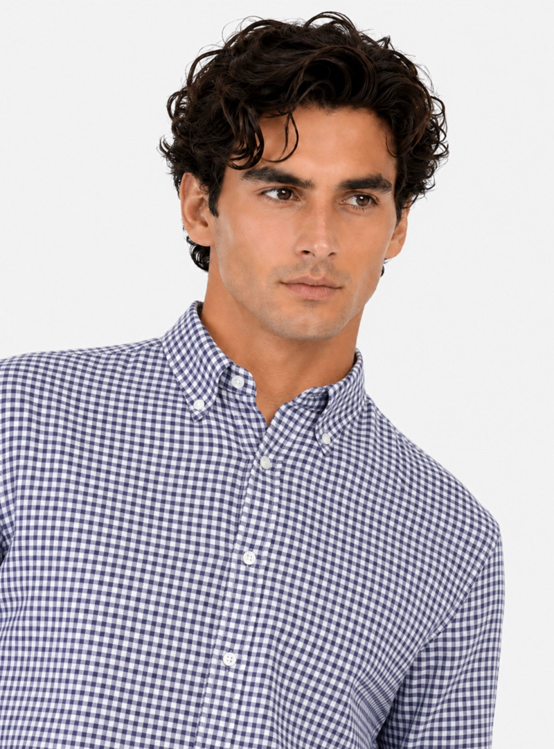 CAMISA OXFORD SPANDEX REGULAR FIT AZUL MARINO ARROW - 3