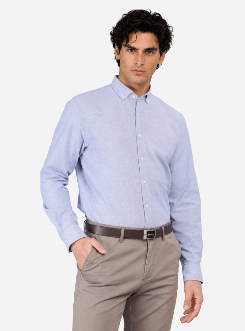 CAMISA OXFORD SPANDEX REGULAR FIT AZUL ARROW - 1
