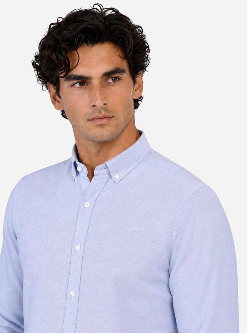 CAMISA OXFORD SPANDEX REGULAR FIT AZUL ARROW - 3