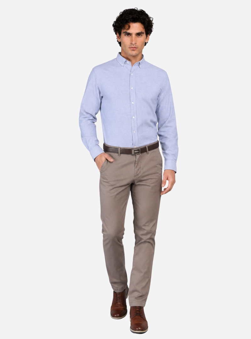 CAMISA OXFORD SPANDEX REGULAR FIT AZUL ARROW - 4