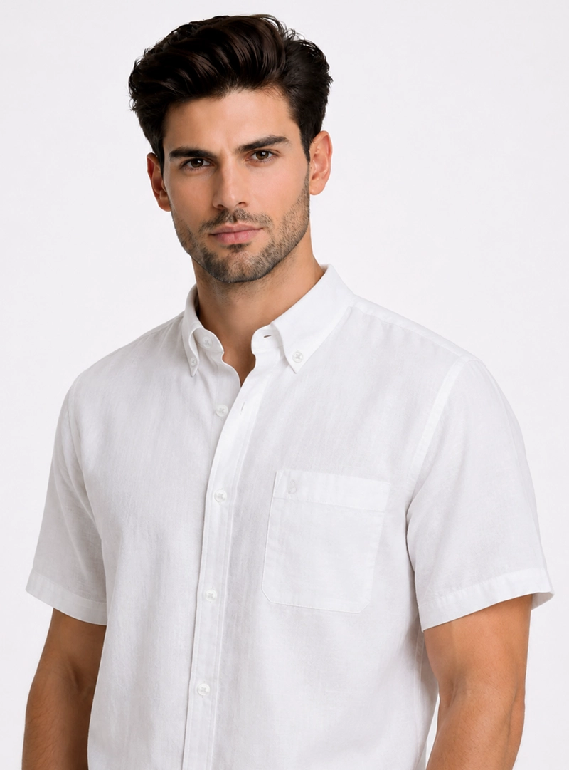CAMISA LINO-ALGODON REGULAR FIT BLANCO PIERO BUTTI - 3
