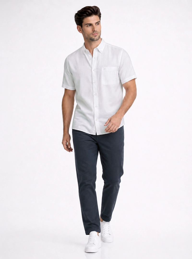 CAMISA LINO-ALGODON REGULAR FIT BLANCO PIERO BUTTI - 4