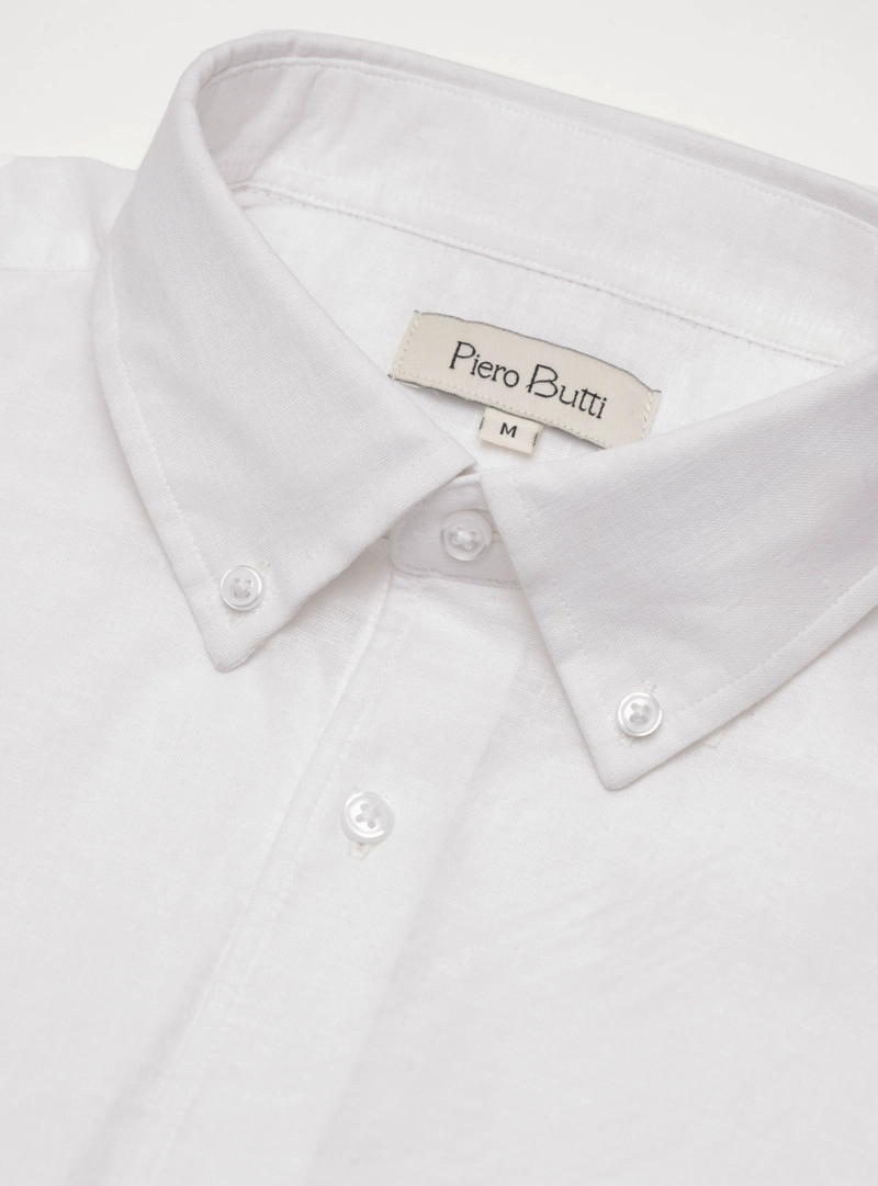CAMISA LINO-ALGODON REGULAR FIT BLANCO PIERO BUTTI - 5