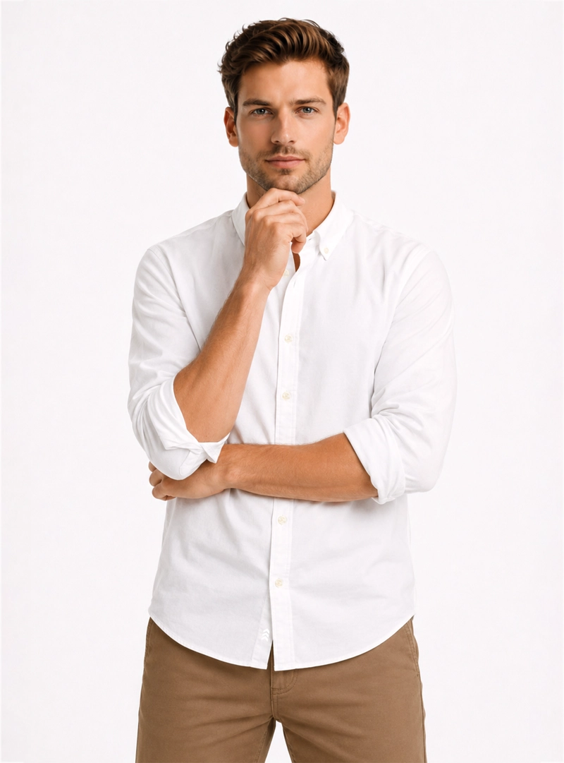 CAMISA OXFORD SPANDEX REGULAR FIT BLANCO ARROW - 1