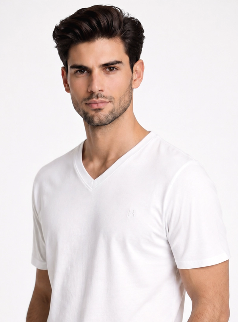 POLERA CUELLO V REGULAR FIT BLANCO PIERO BUTTI - 3