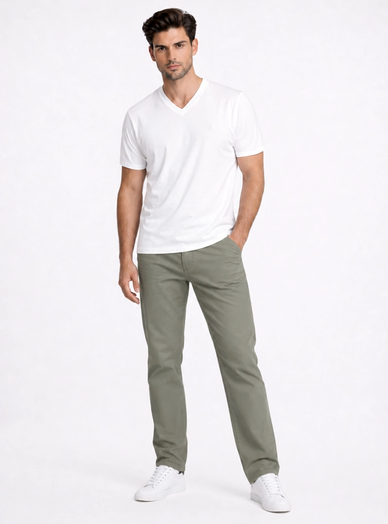 POLERA CUELLO V REGULAR FIT BLANCO PIERO BUTTI - 4