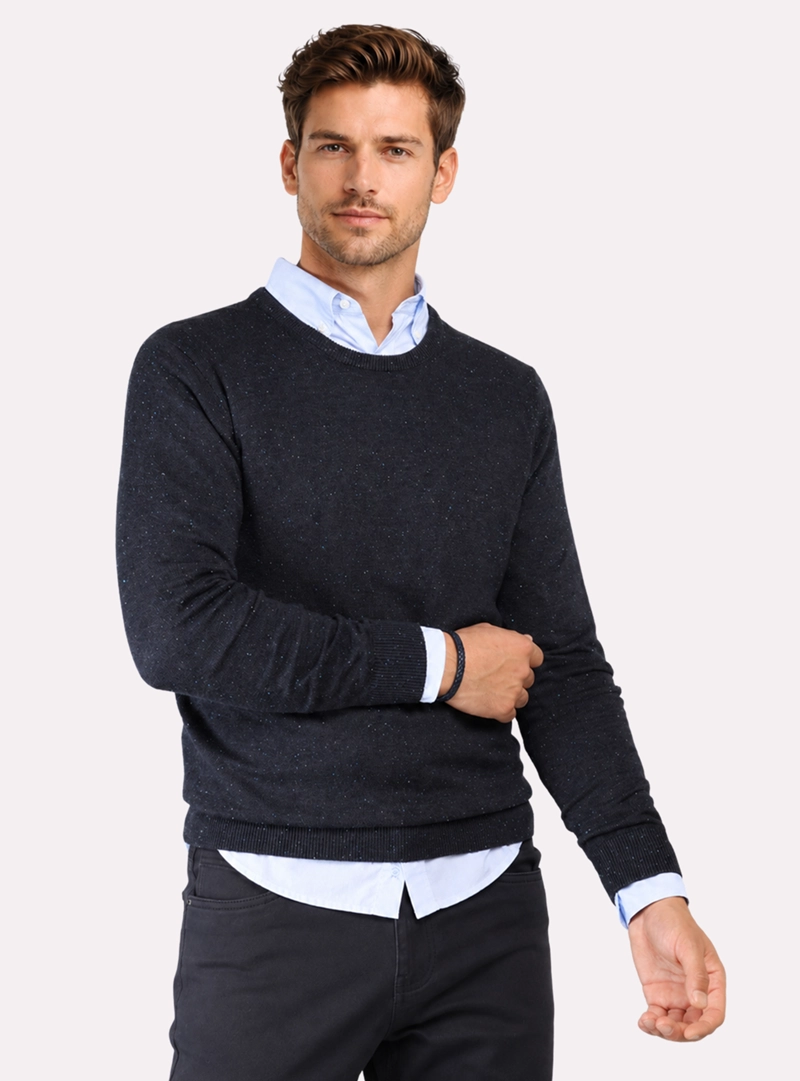 SWEATER CUELLO REDONDO REGULAR FIT AZUL ARROW - 1
