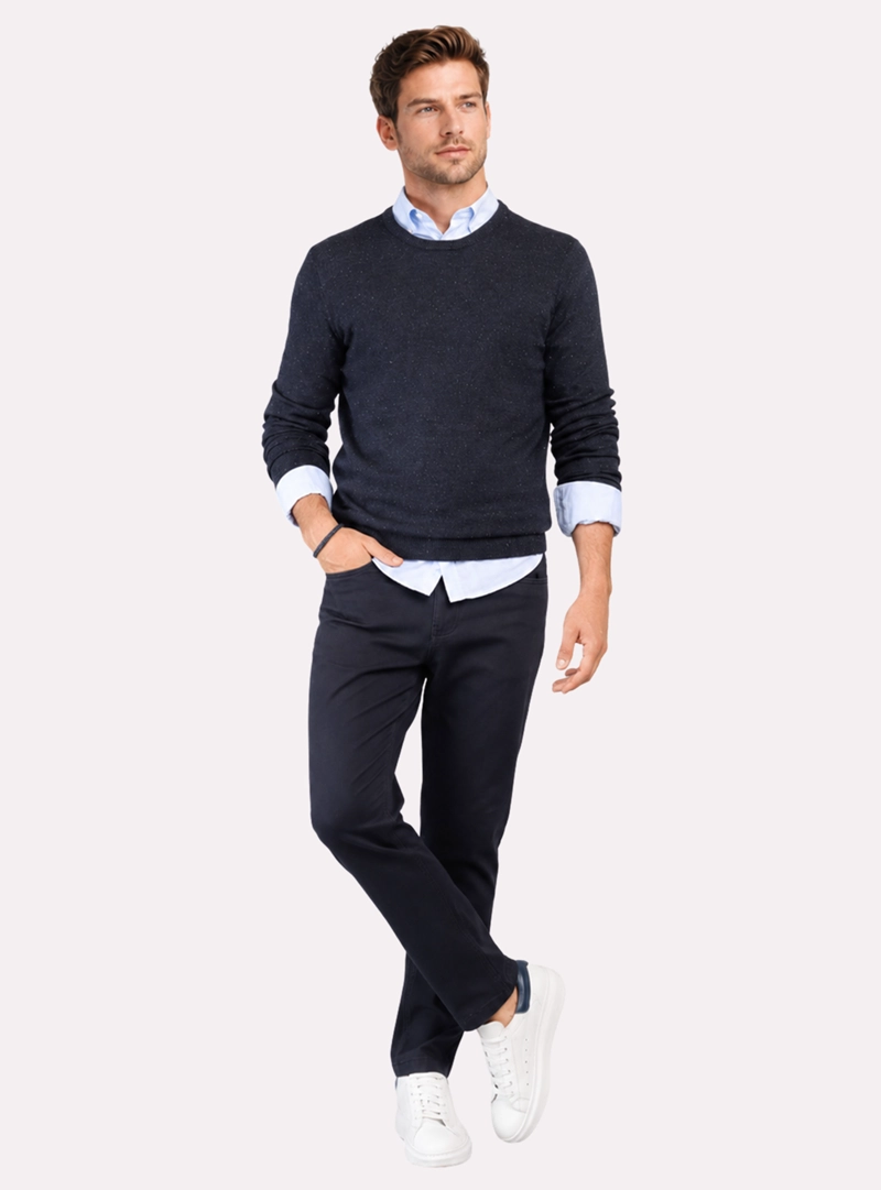 SWEATER CUELLO REDONDO REGULAR FIT AZUL ARROW - 4