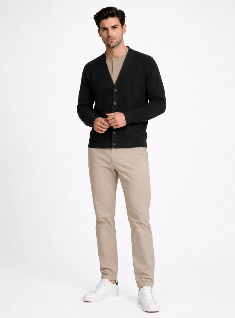 CARDIGAN TEXTURADO REGULAR FIT NEGRO PIERO BUTTI - 4