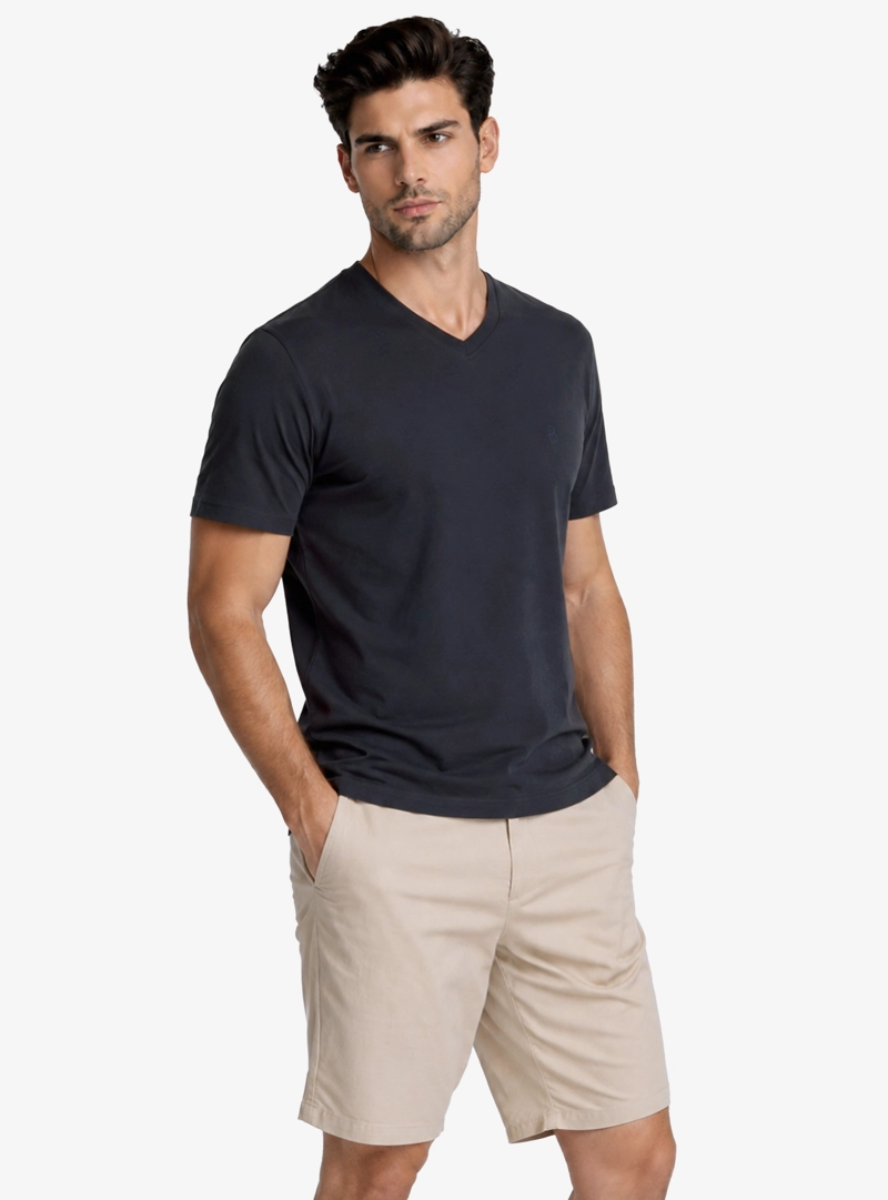 POLERA CUELLO V REGULAR FIT AZUL MARINO PIERO BUTTI - 1