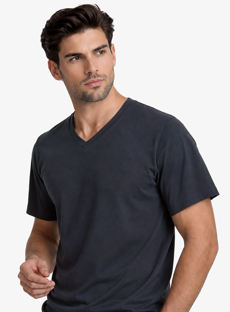 POLERA CUELLO V REGULAR FIT AZUL MARINO PIERO BUTTI - 3