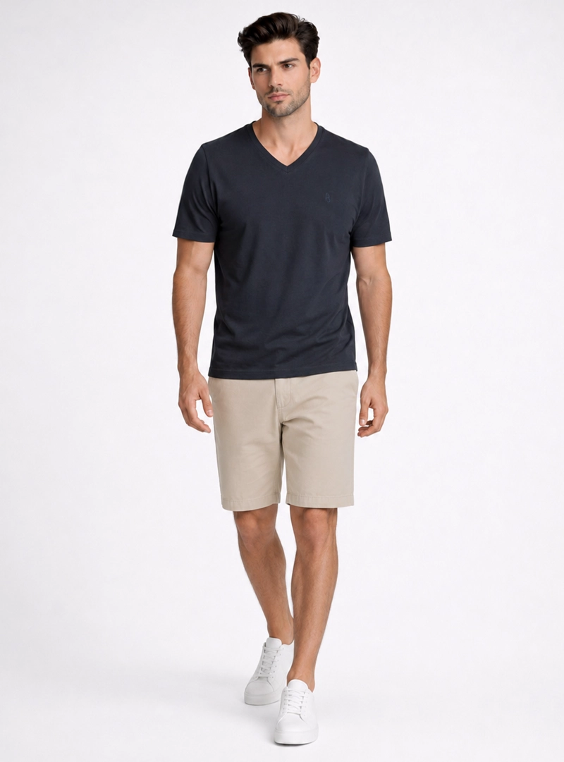 POLERA CUELLO V REGULAR FIT AZUL MARINO PIERO BUTTI - 4