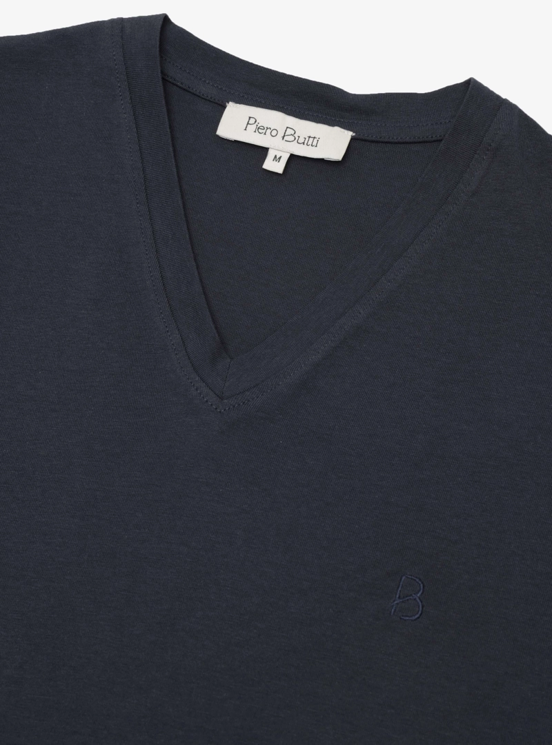 POLERA CUELLO V REGULAR FIT AZUL MARINO PIERO BUTTI - 5