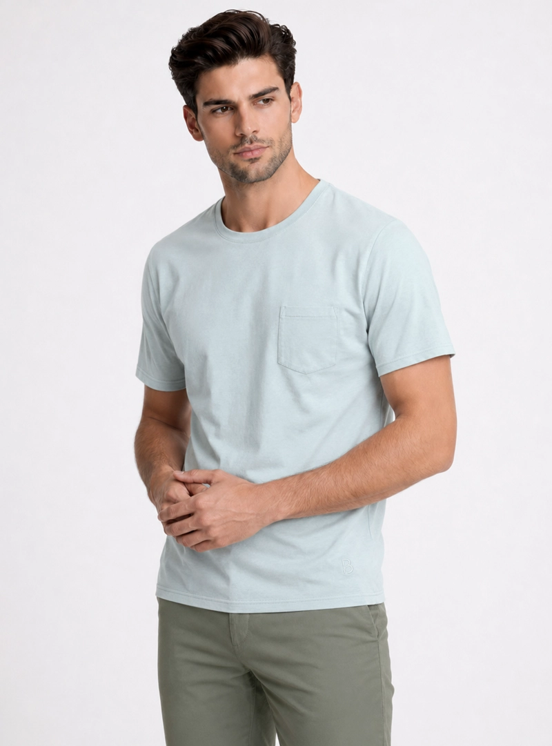 POLERA CUELLO REDONDO REGULAR FIT VERDE PIERO BUTTI - 1