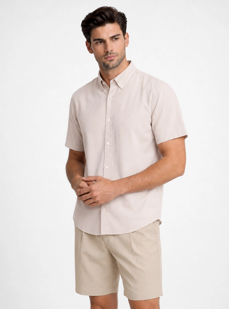 CAMISA LISA REGULAR FIT BEIGE PIERO BUTTI - 1