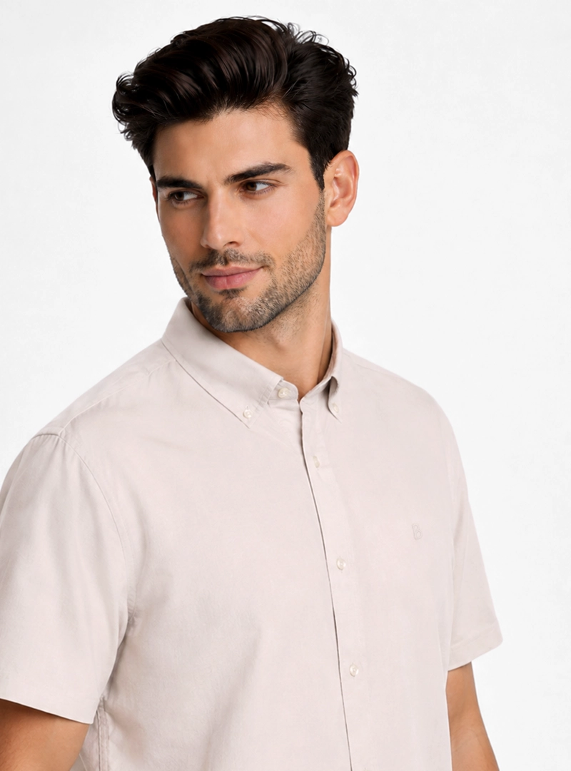 CAMISA LISA REGULAR FIT BEIGE PIERO BUTTI - 3