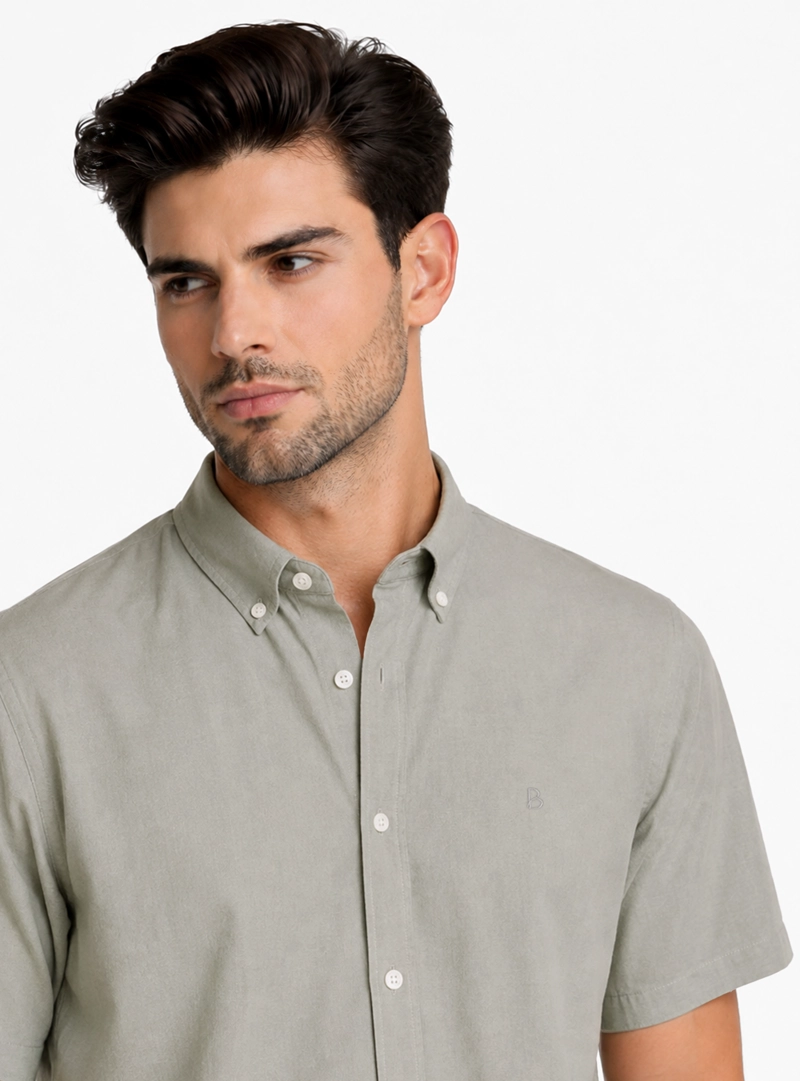 CAMISA LISA REGULAR FIT VERDE PIERO BUTTI - 3