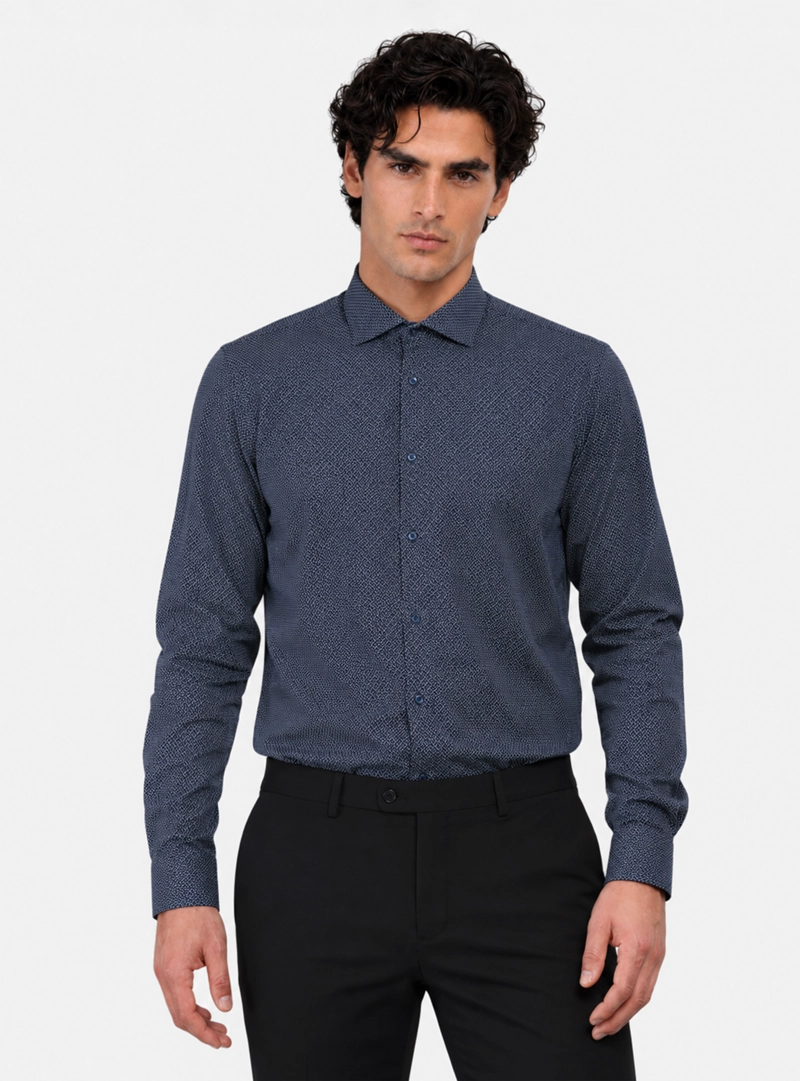 CAMISA FORMAL SPANDEX TAILORED FIT AZUL ARROW - 1
