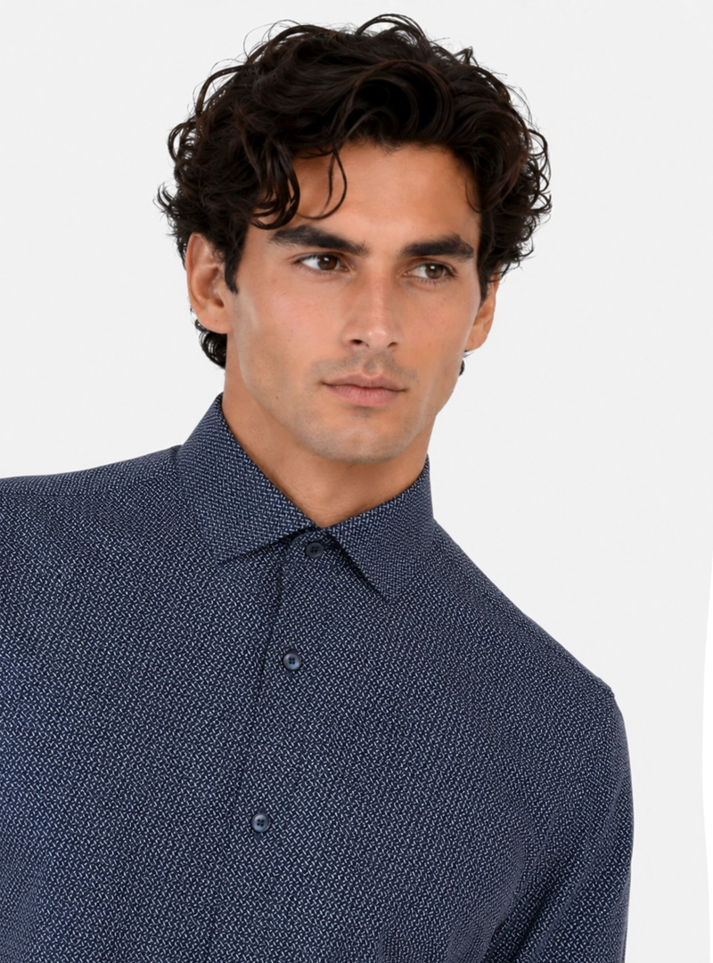 CAMISA FORMAL SPANDEX TAILORED FIT AZUL ARROW - 4