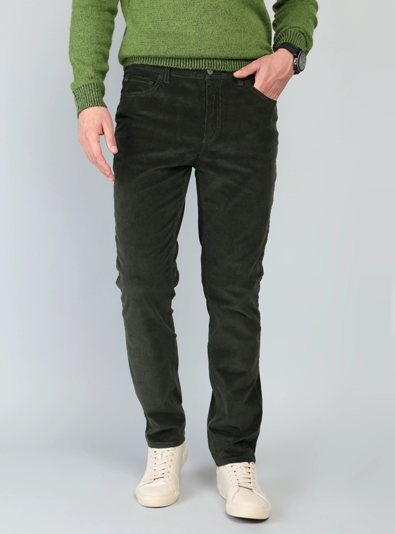 PANTALON COTELE SPANDEX REGULAR FIT VERDE ARROW - 1