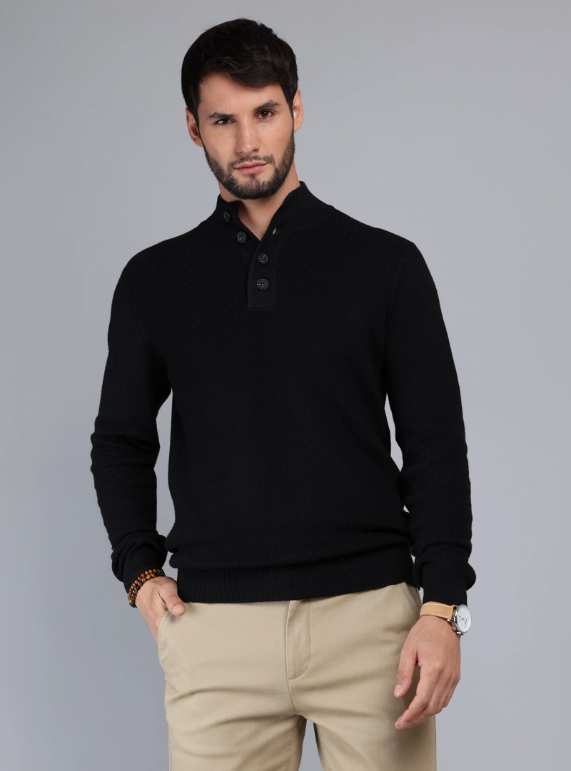 SWEATER CUELLO ALTO REGULAR FIT NEGRO ARROW - 1