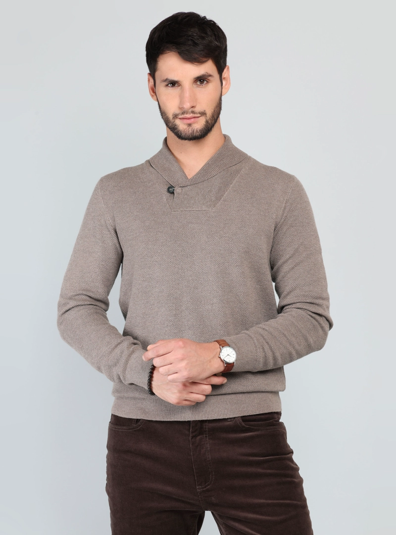 SWEATER CUELLO CRUZADO REGULAR FIT CAFE ARROW - 1