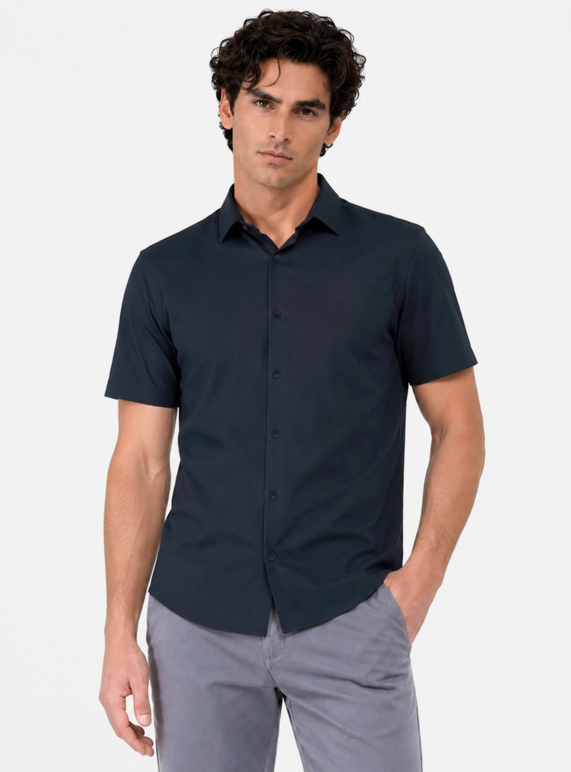 CAMISA SPANDEX NON IRON REGULAR FIT AZUL MARINO ARROW - 1
