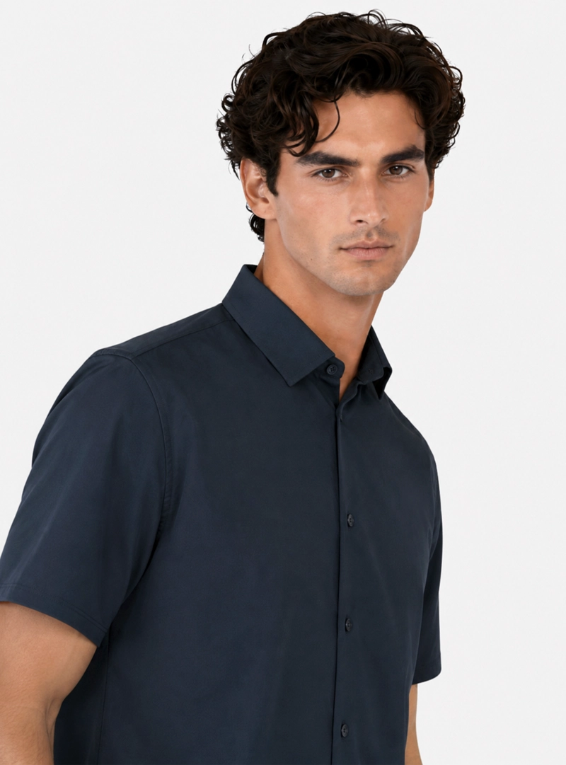 CAMISA SPANDEX NON IRON REGULAR FIT AZUL MARINO ARROW - 3