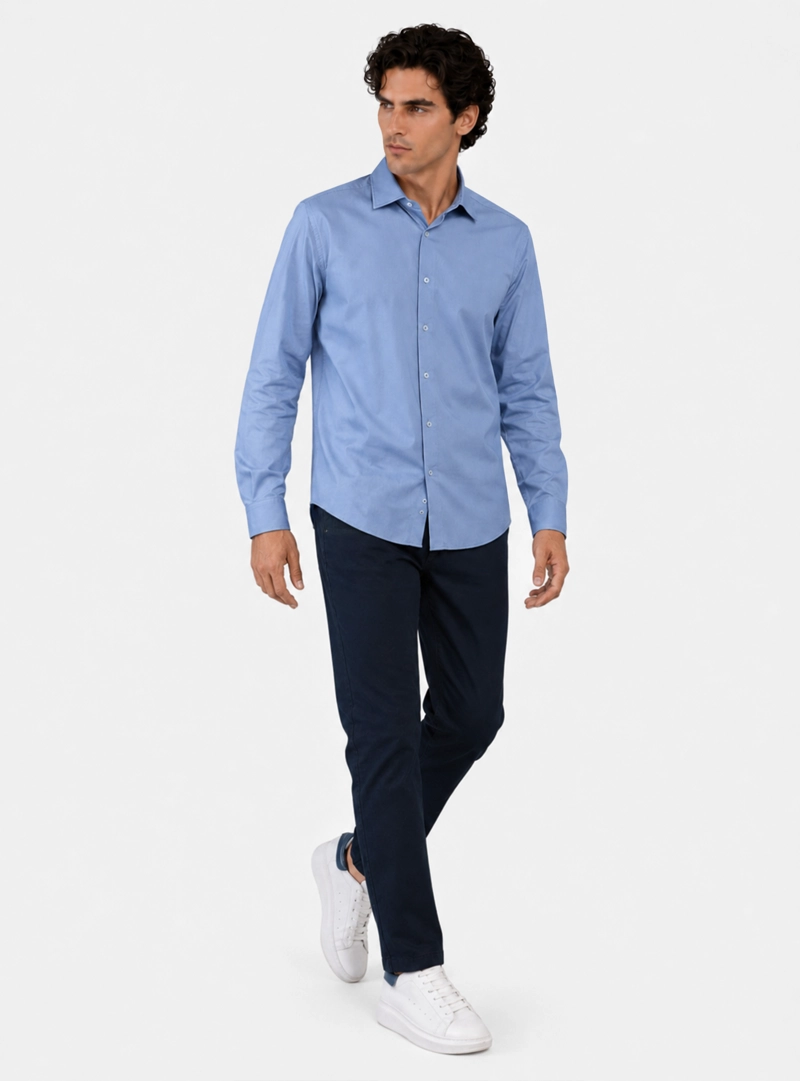 CAMISA SPANDEX NON IRON REGULAR FIT AZUL ARROW - 4