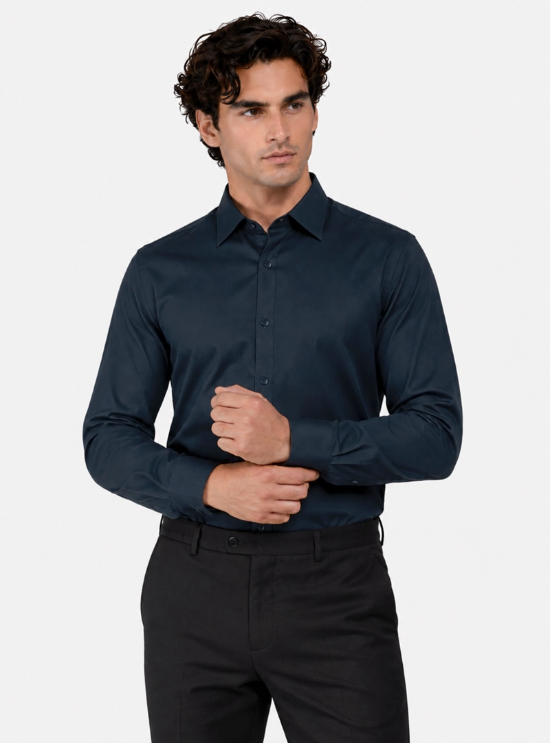 CAMISA FORMAL SPANDEX SLIM FIT AZUL MARINO ARROW - 1