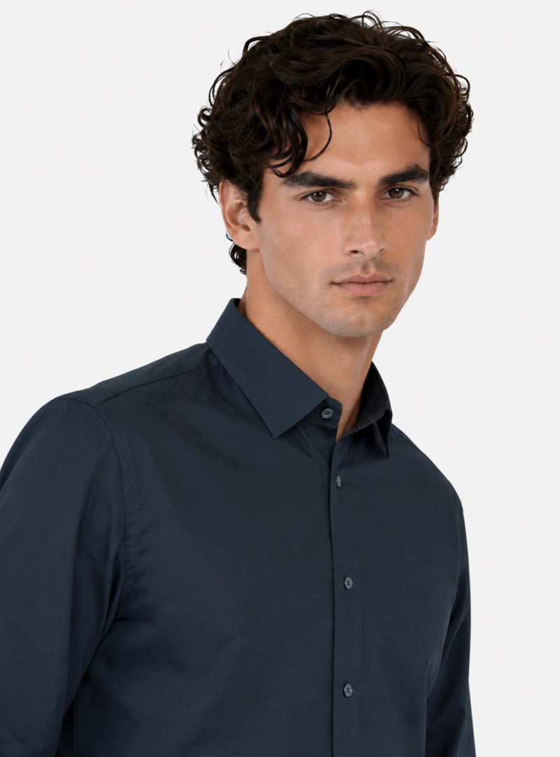 CAMISA FORMAL SPANDEX SLIM FIT AZUL MARINO ARROW - 4