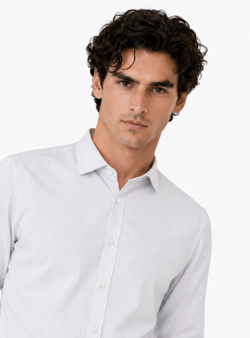 CAMISA FORMAL A RAYAS TAILORED FIT GRIS ARROW - 4