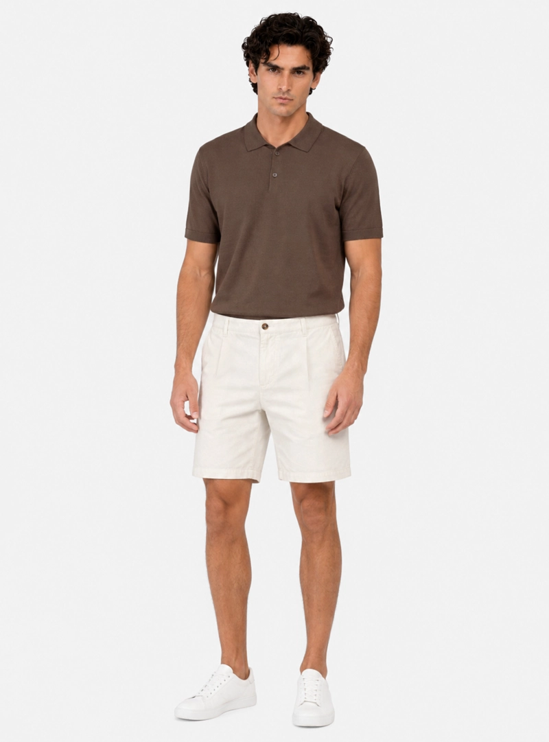 BERMUDA LINO ALGODON REGULAR FIT CREMA ARROW - 4