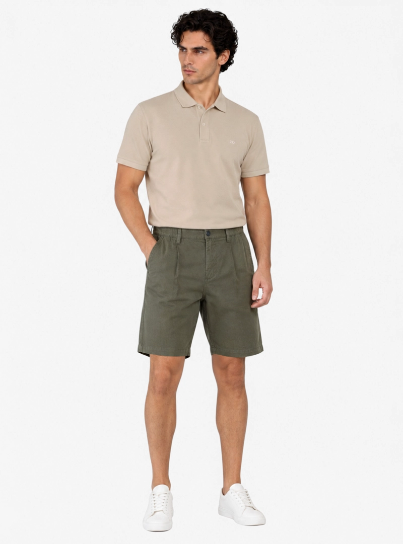 BERMUDA LINO ALGODON REGULAR FIT VERDE ARROW - 4