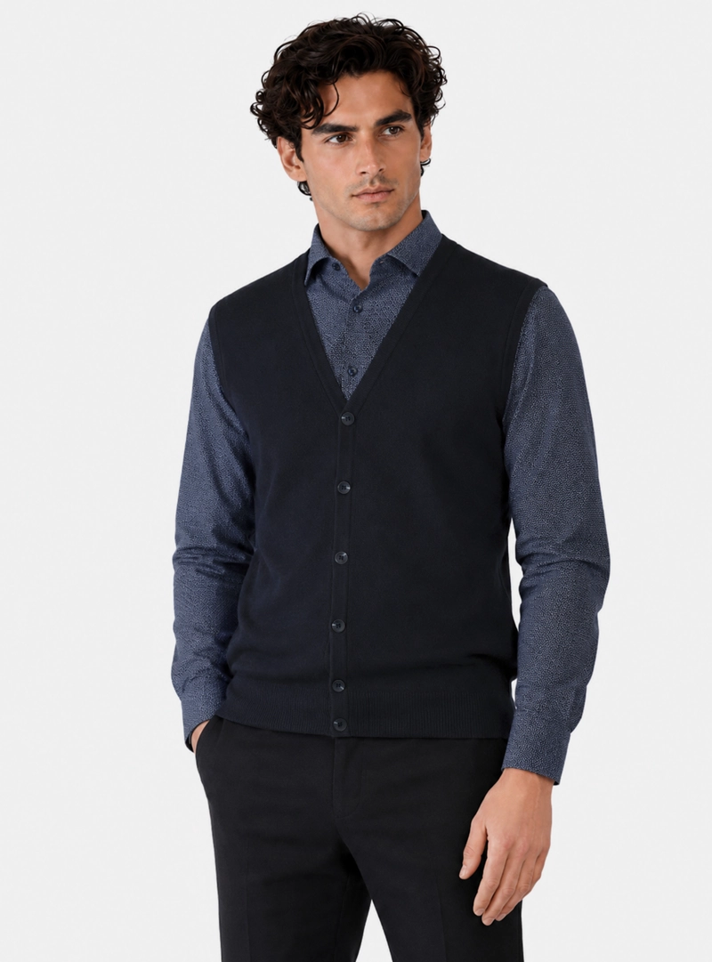 SWEATER SIN MANGAS REGULAR FIT AZUL MARINO ARROW - 1