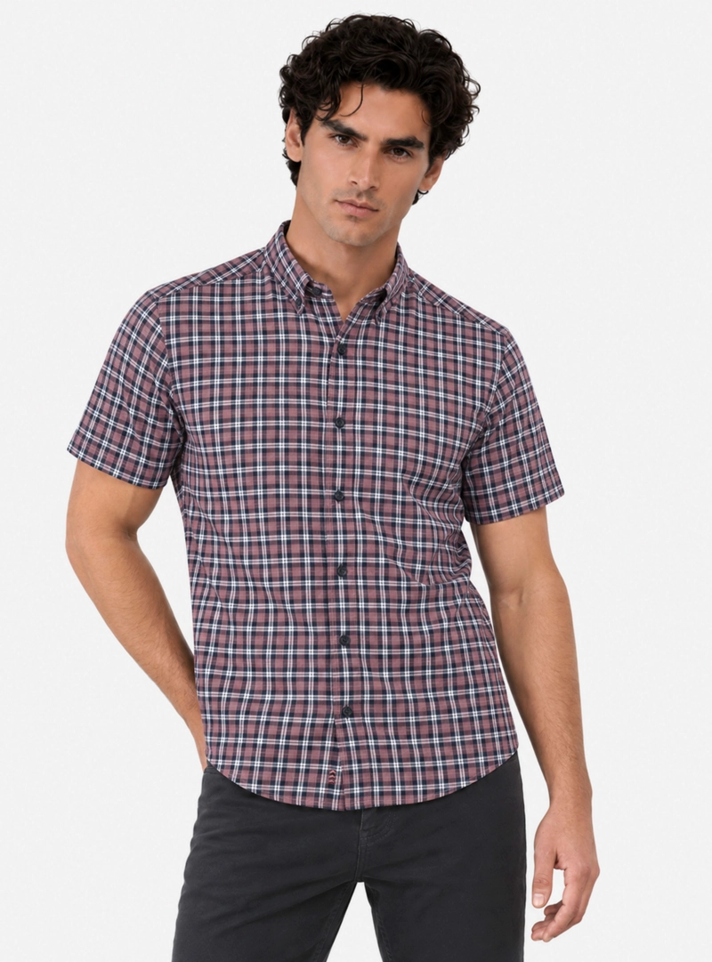 CAMISA A CUADROS REGULAR FIT ROJO ARROW - 1