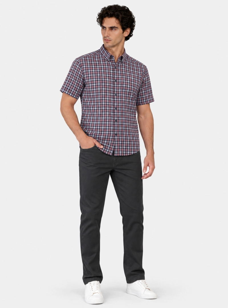 CAMISA A CUADROS REGULAR FIT ROJO ARROW - 4