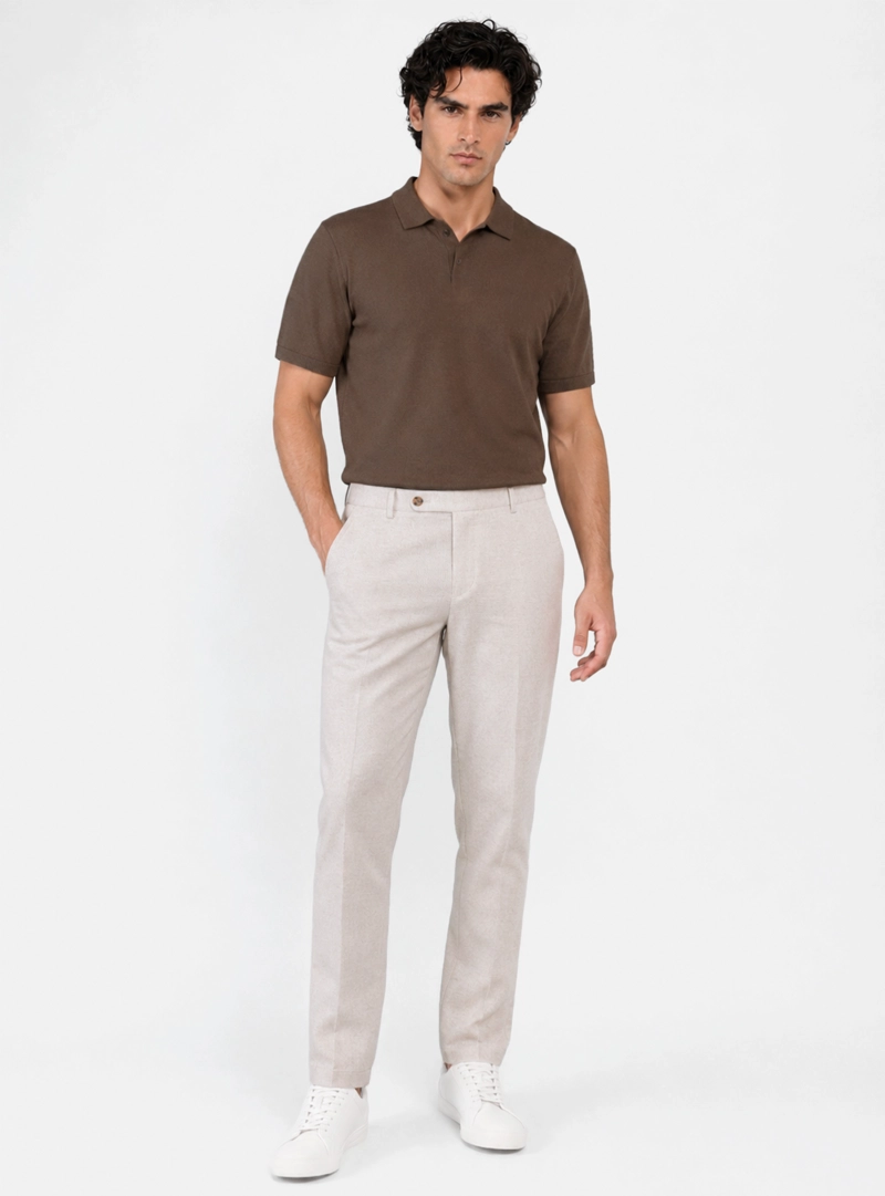 PANTALON LINO REGULAR FIT BEIGE ARROW - 4