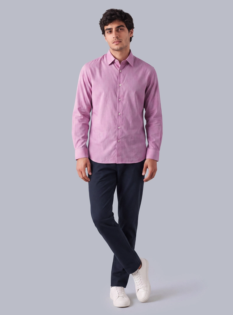 CAMISA LISA SPANDEX SLIM FIT FUCSIA ARROW - 4