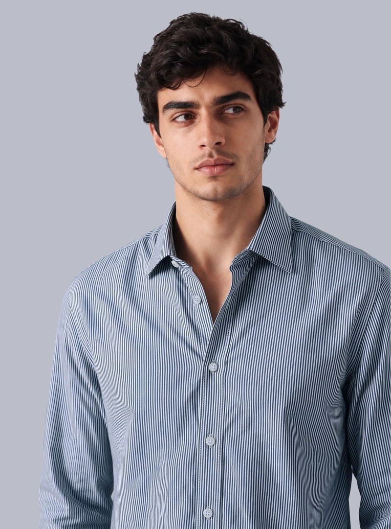 CAMISA A RAYAS SPANDEX SLIM FIT AZUL ARROW - 3