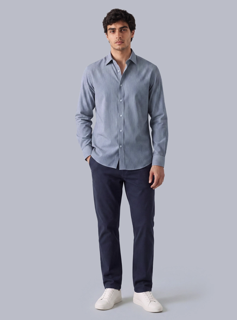 CAMISA A RAYAS SPANDEX SLIM FIT AZUL ARROW - 4