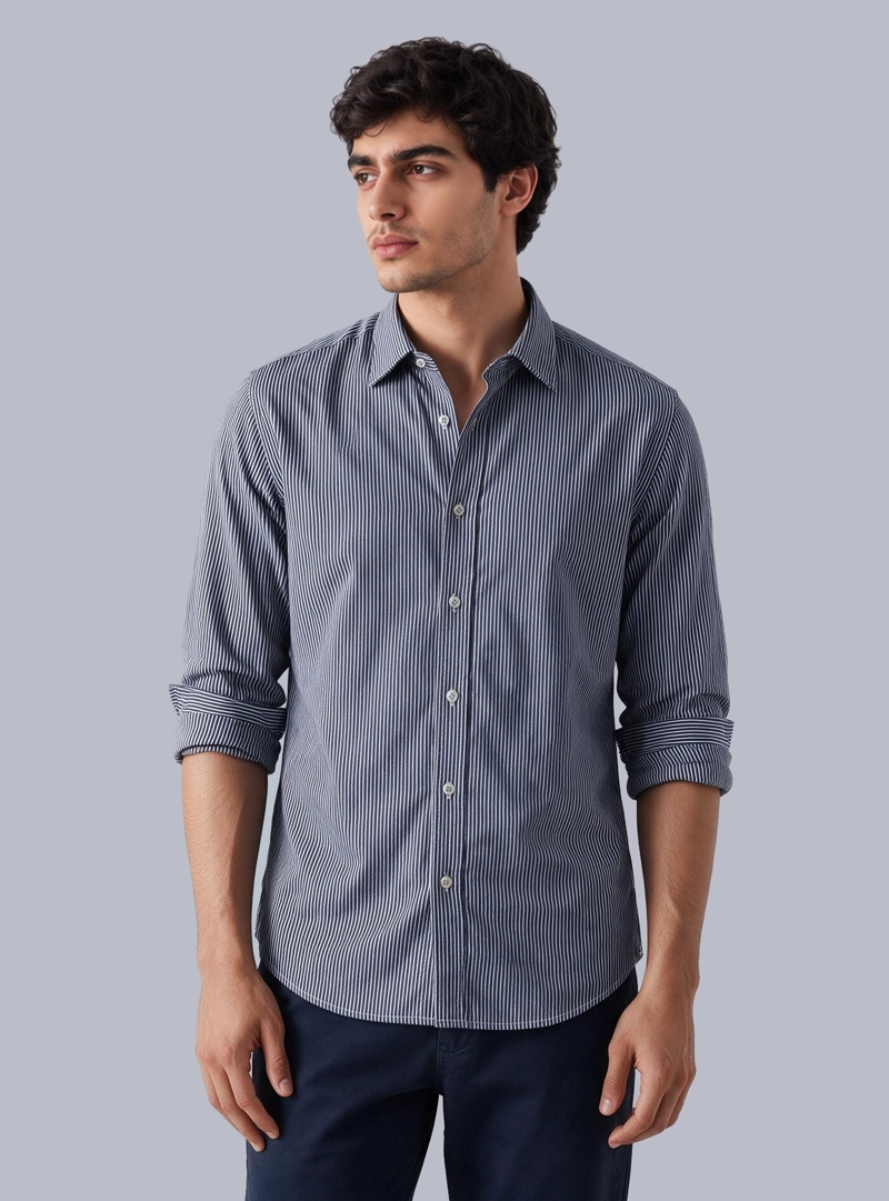 CAMISA A RAYAS SLIM FIT AZUL ARROW - 1